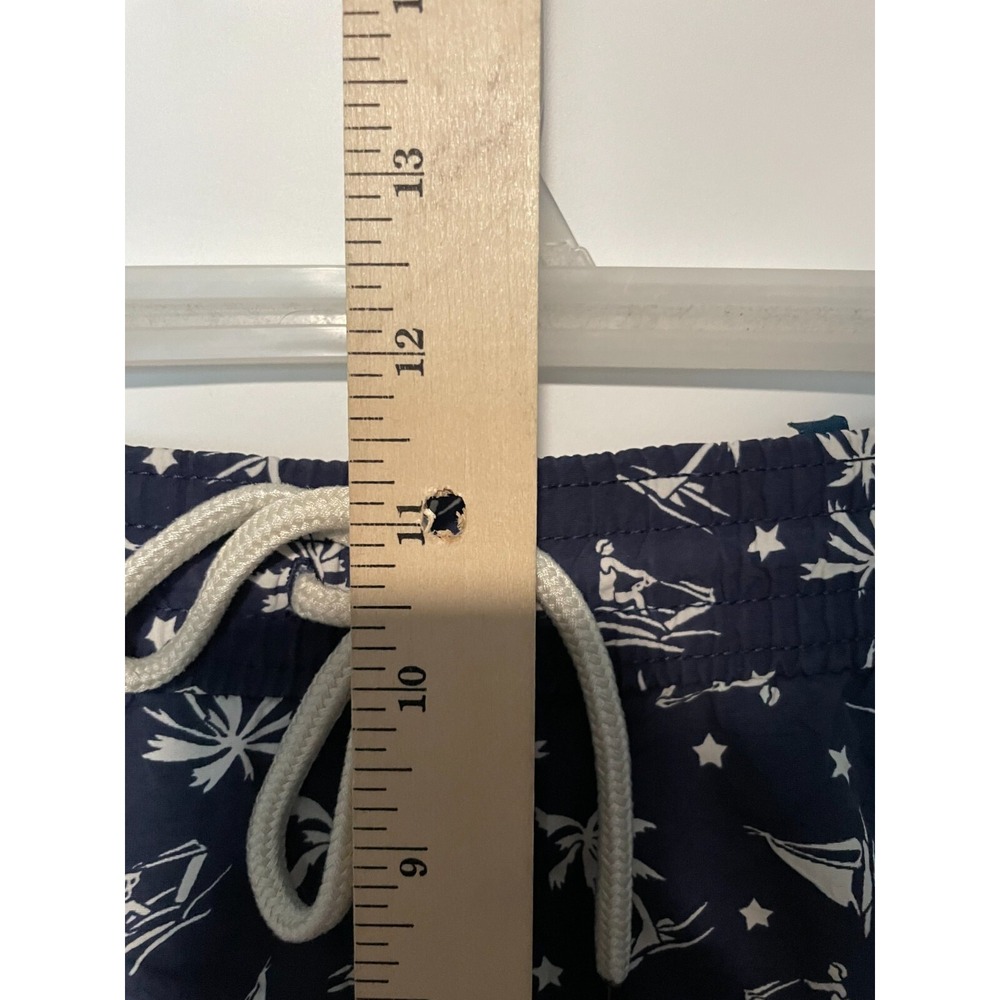 Polo Ralph Lauren Swim Trunks Mens Medium Navy Tropical Palm Tree Sailboat Print - Picture 10 of 11